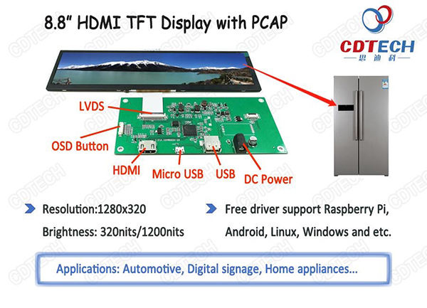 CDTech 8.8-inch bar TFT LCD at Embedded World 2020