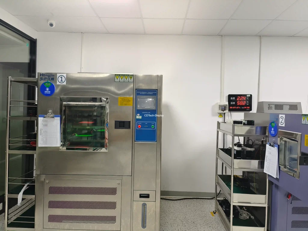 Automotive TFT LCD display reliability testing including high and low temperature environmental validation