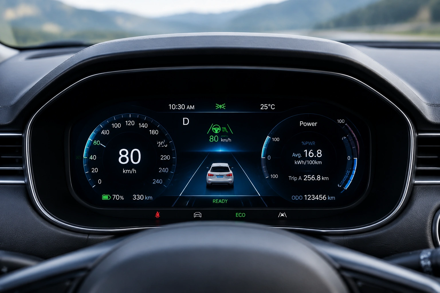 Digital instrument cluster display with automotive TFT LCD screen