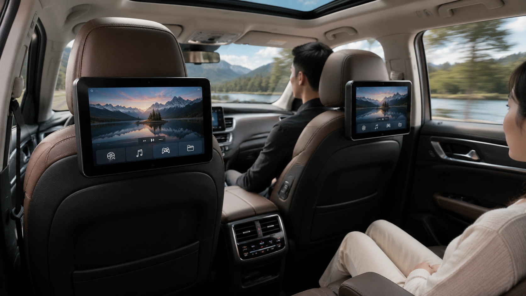 Rear-seat entertainment display solution with IPS automotive display for passenger multimedia applications