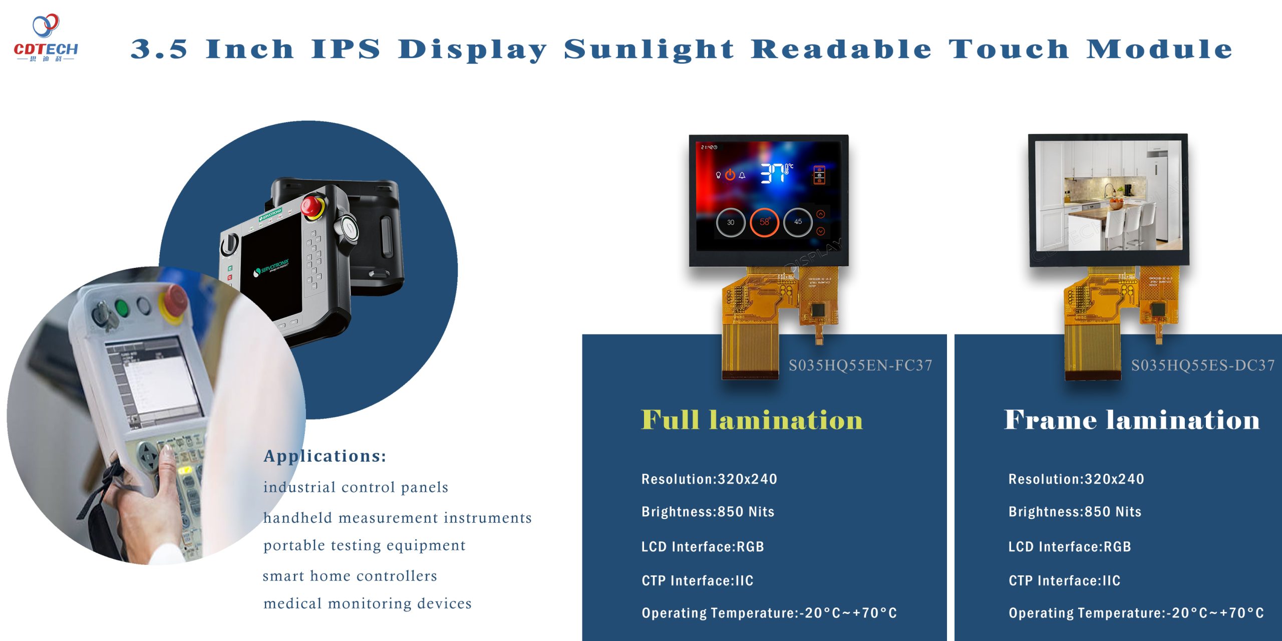 S035HQ55 series 320x240 Sunlight Readable Touch Module
