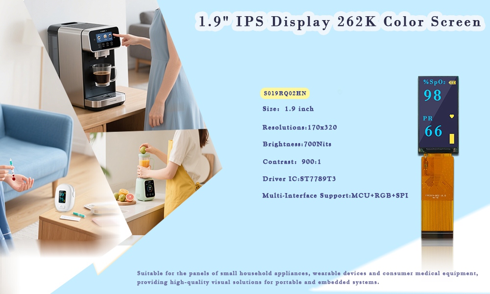 1.9 inch IPS LCD display module 170x320 resolution with SPI interface