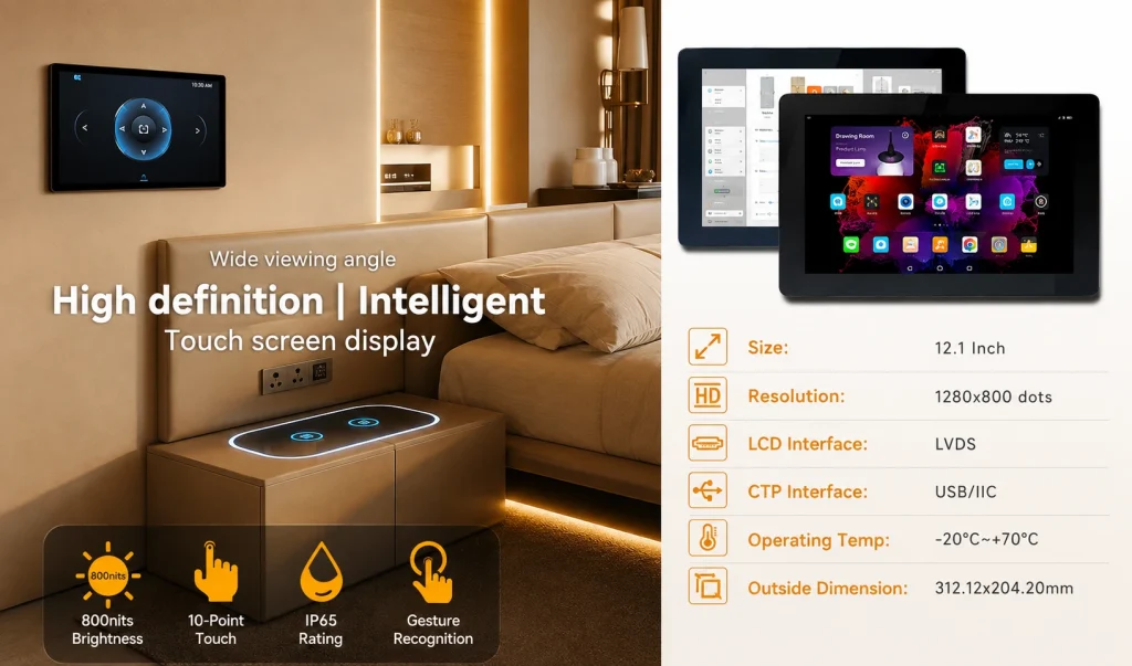 12.1 Sunlight Readable IPS Display, 1280×800, 1000 Nits