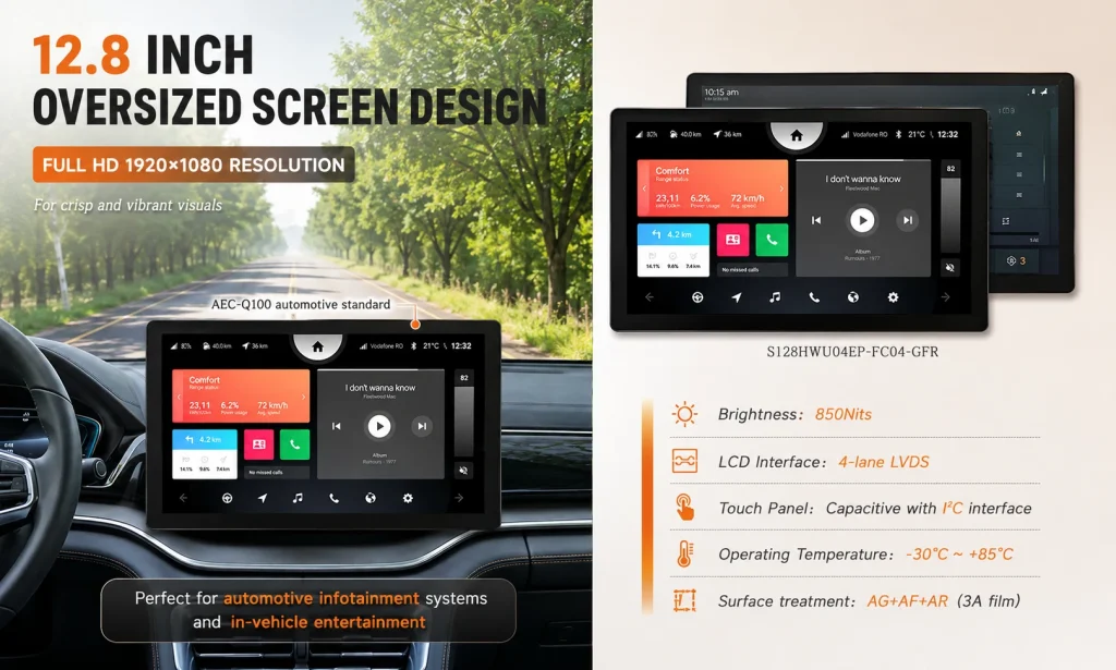 12.8 inch Car Touch Screen, Full HD 1920x1080, Sunlight Readable