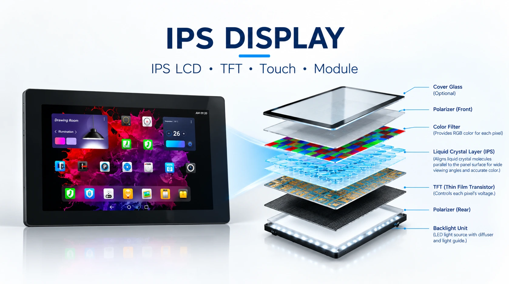 IPS LCD panel structure liquid crystal layer