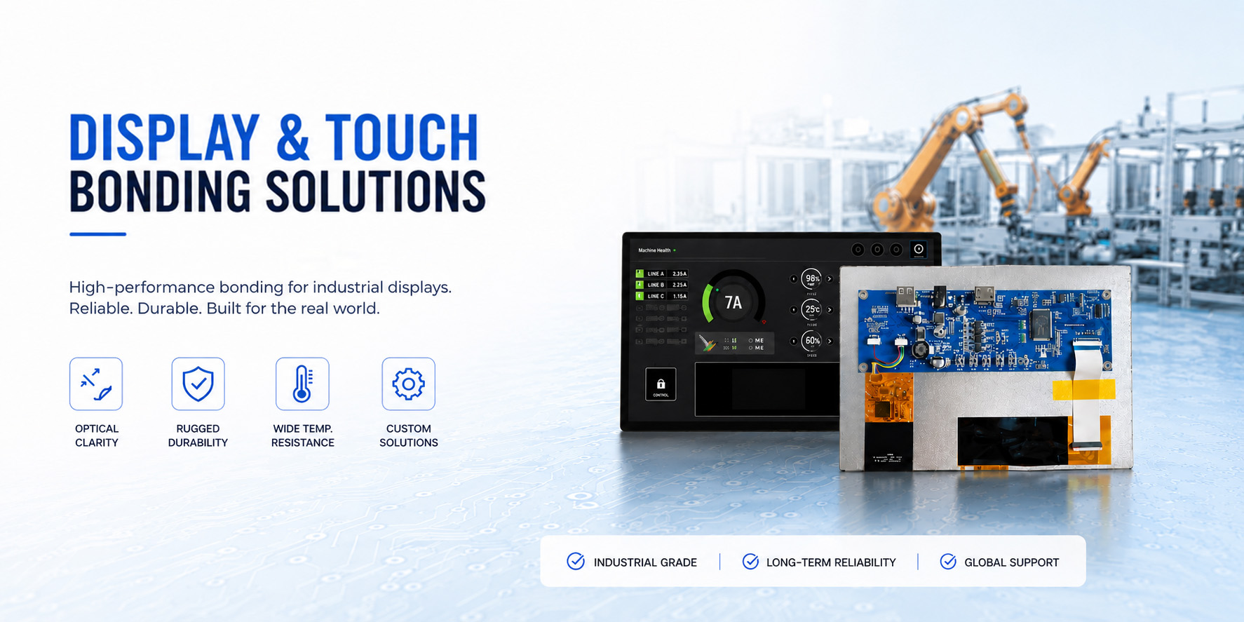 DISPLAY TOUCH BONDING SOLUTIONS-CDTech Touchscreen manufacturer new