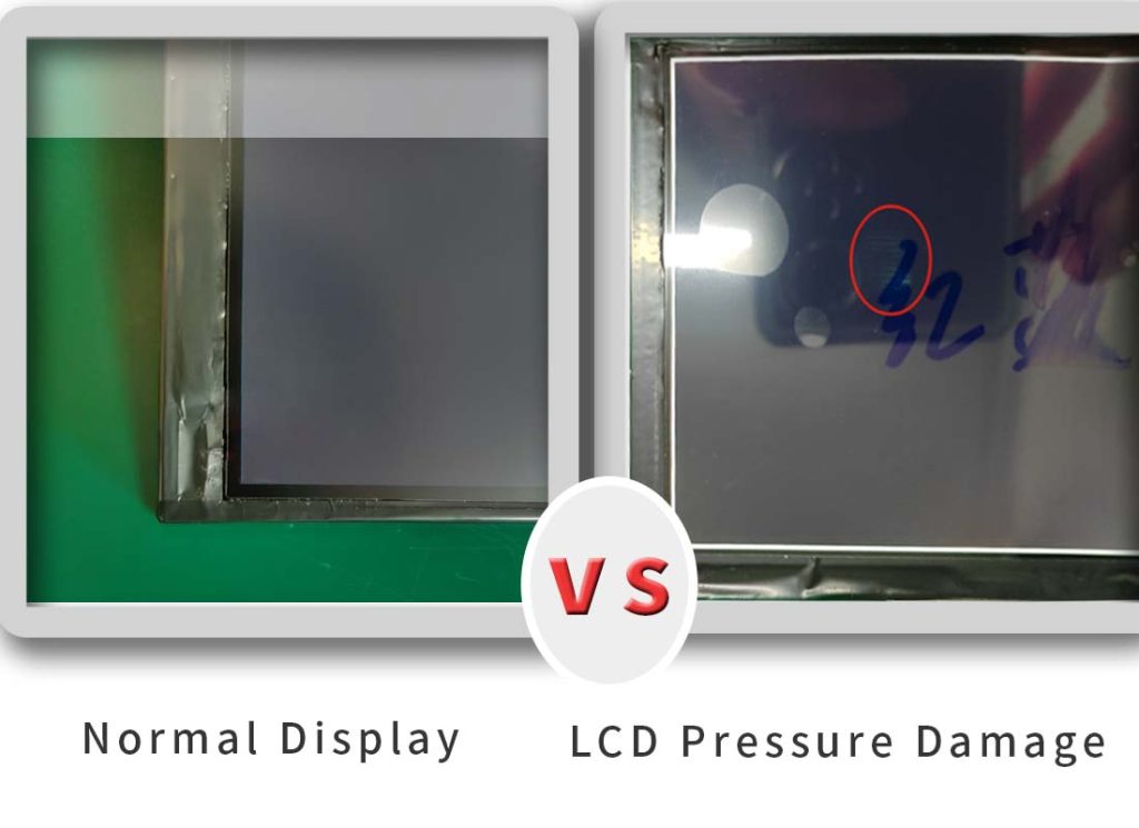 LCD Pressure Damage vs Normal Display