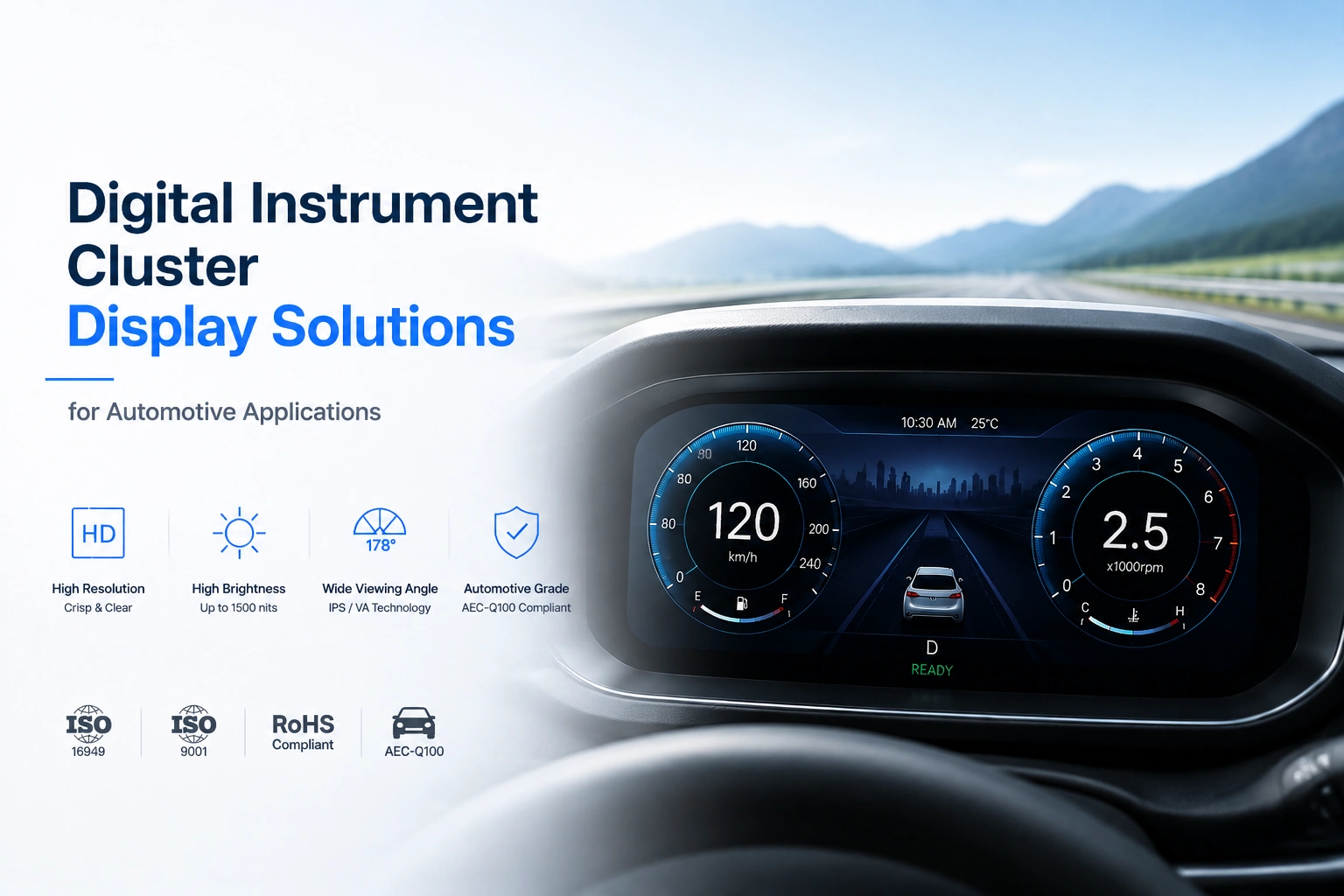 Digital Instrument Cluster Display Solutions for Automotive Applications