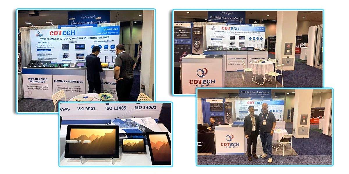 CDTech exhibition photos collage at embedded world North America 2026, booth, display products and team shots