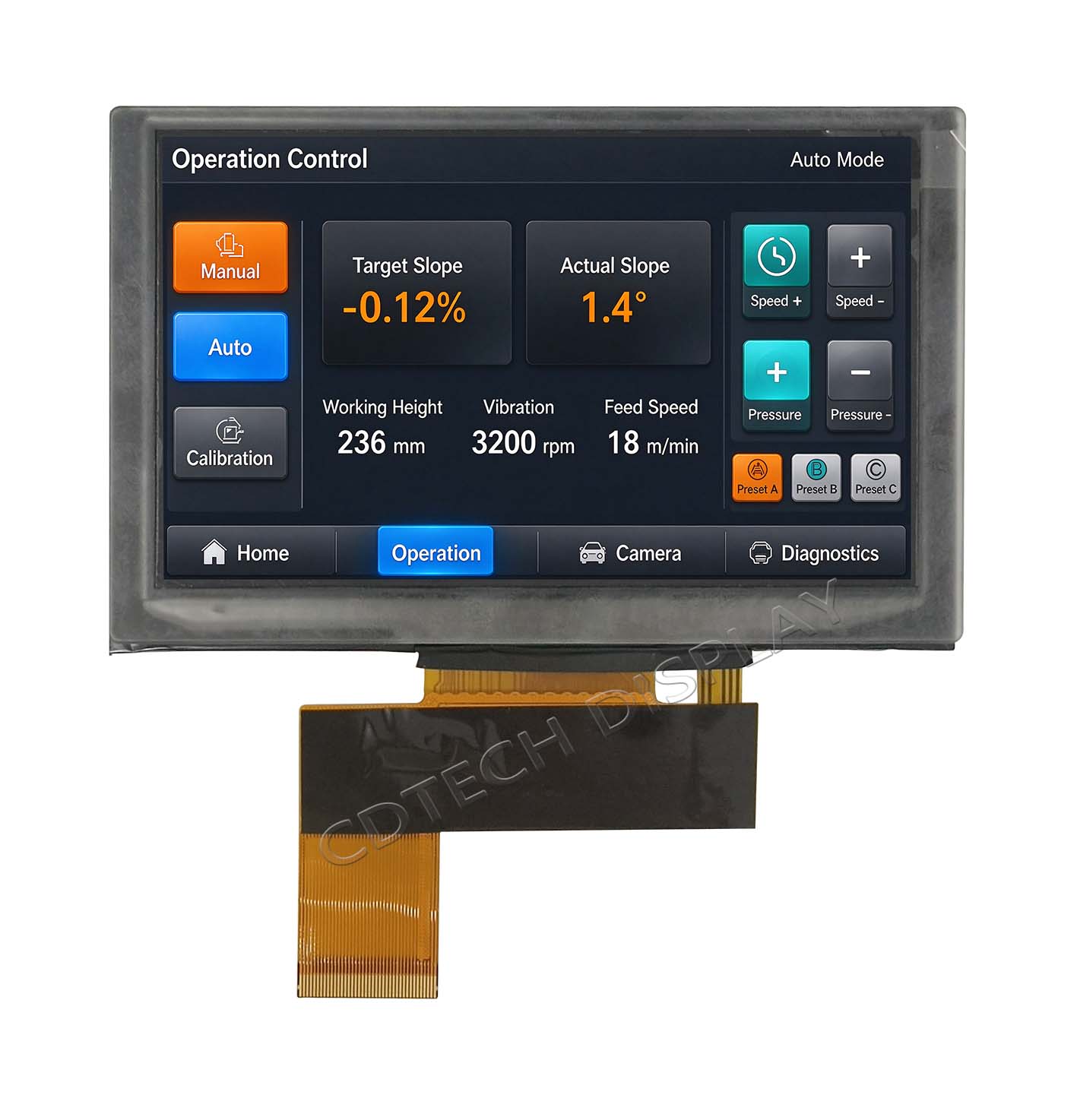 5-inch outdoor IPS TFT LCD module with stepped cover lens