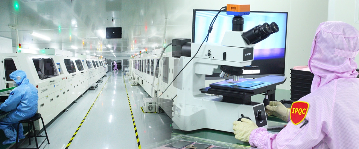 CDTech clean room production line and microscope optical inspection for medical display modules